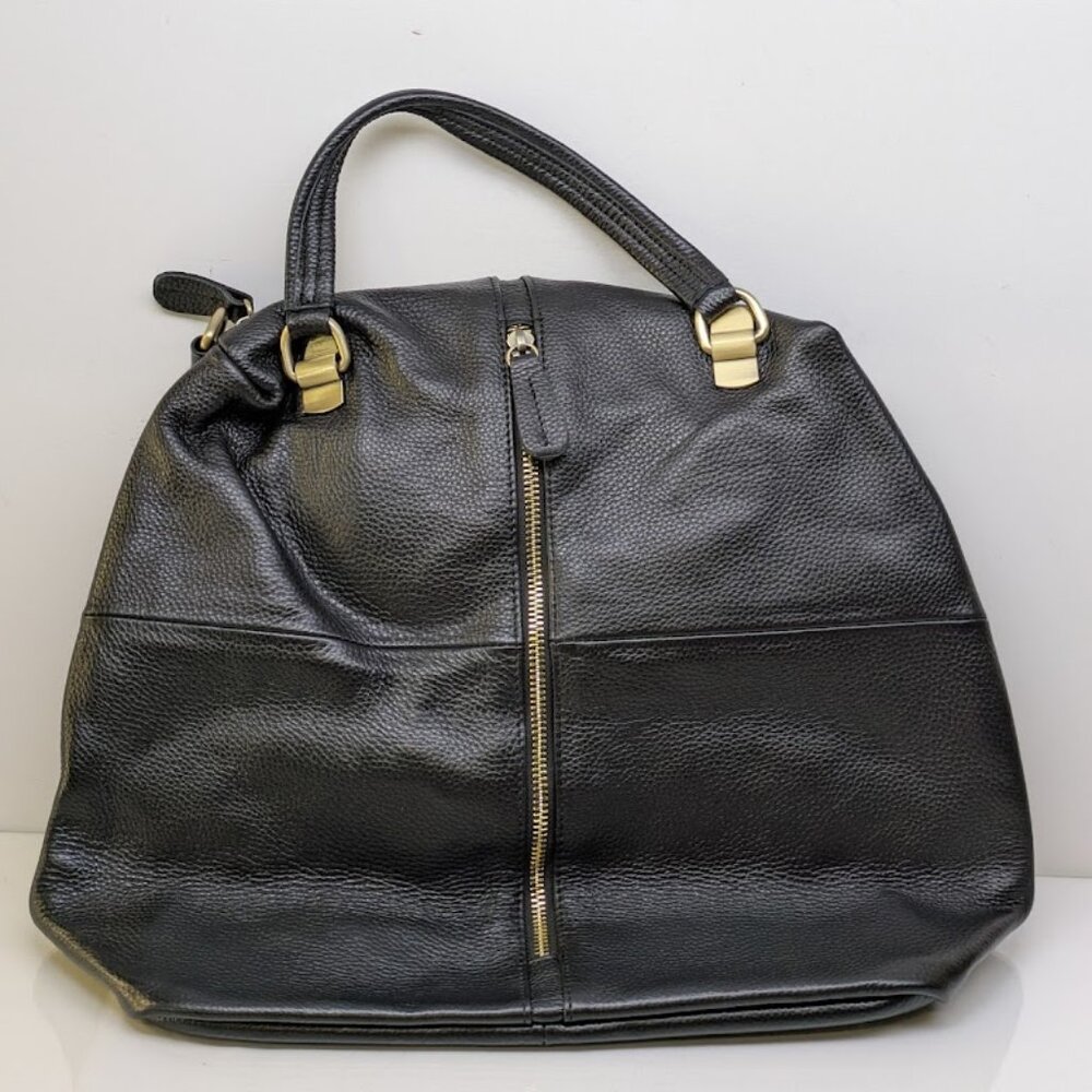 Caerlif Black Leather Backpack with Removable Straps Women's Handbag